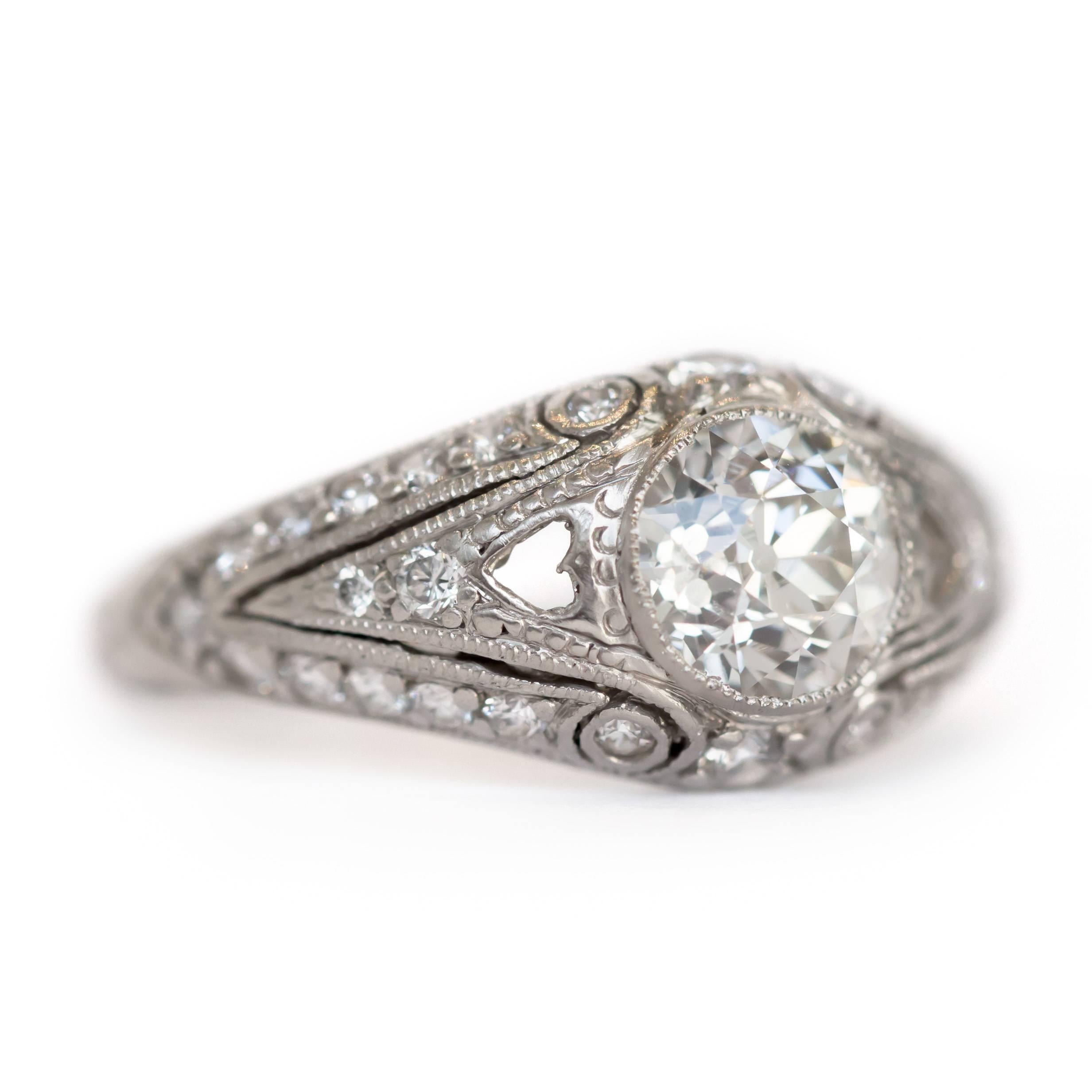 Edwardian GIA Certified 1.05 Carat Diamond Platinum Engagement Ring For Sale