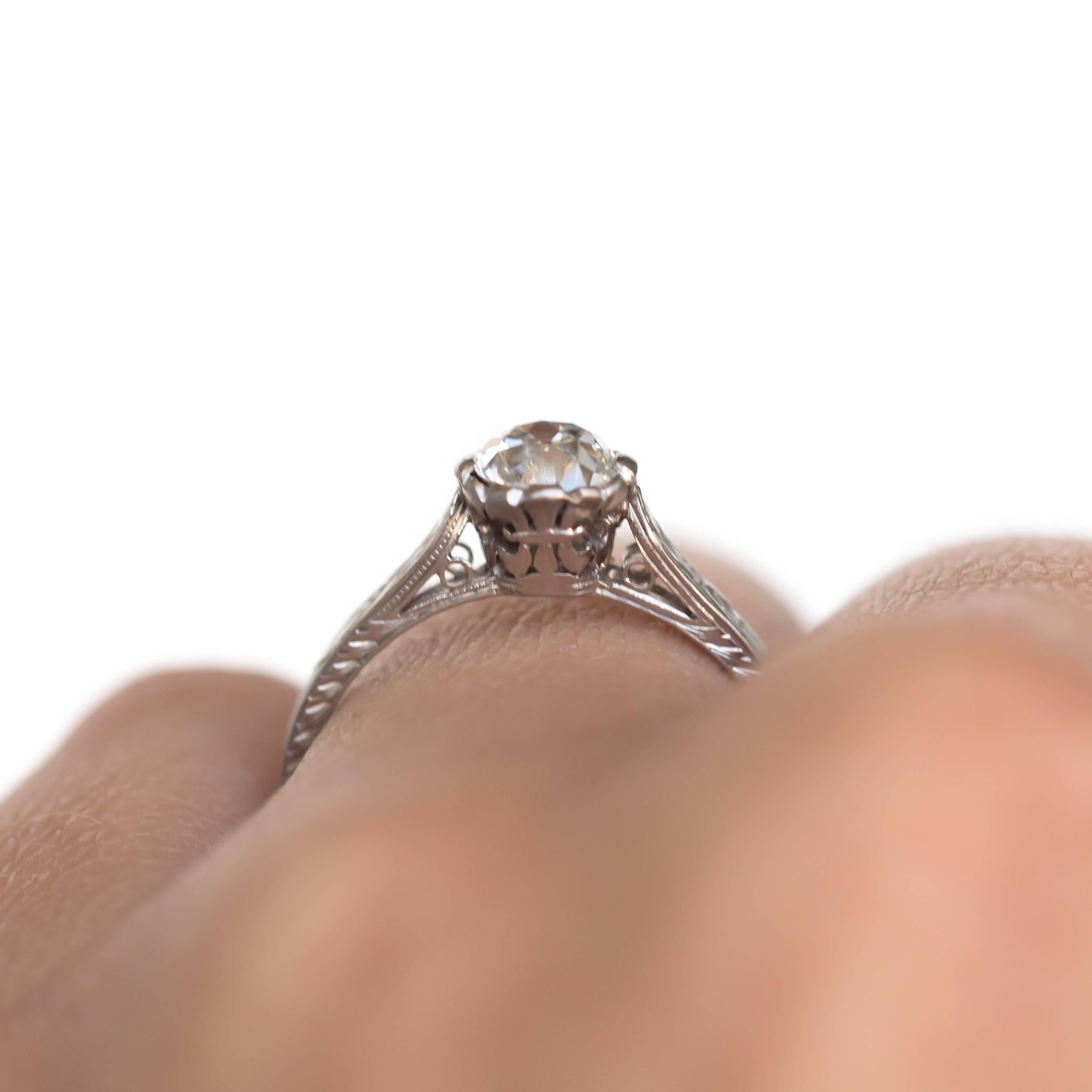 Women's GIA Certified .59 Carat Diamond Platinum Engagement Ring For Sale