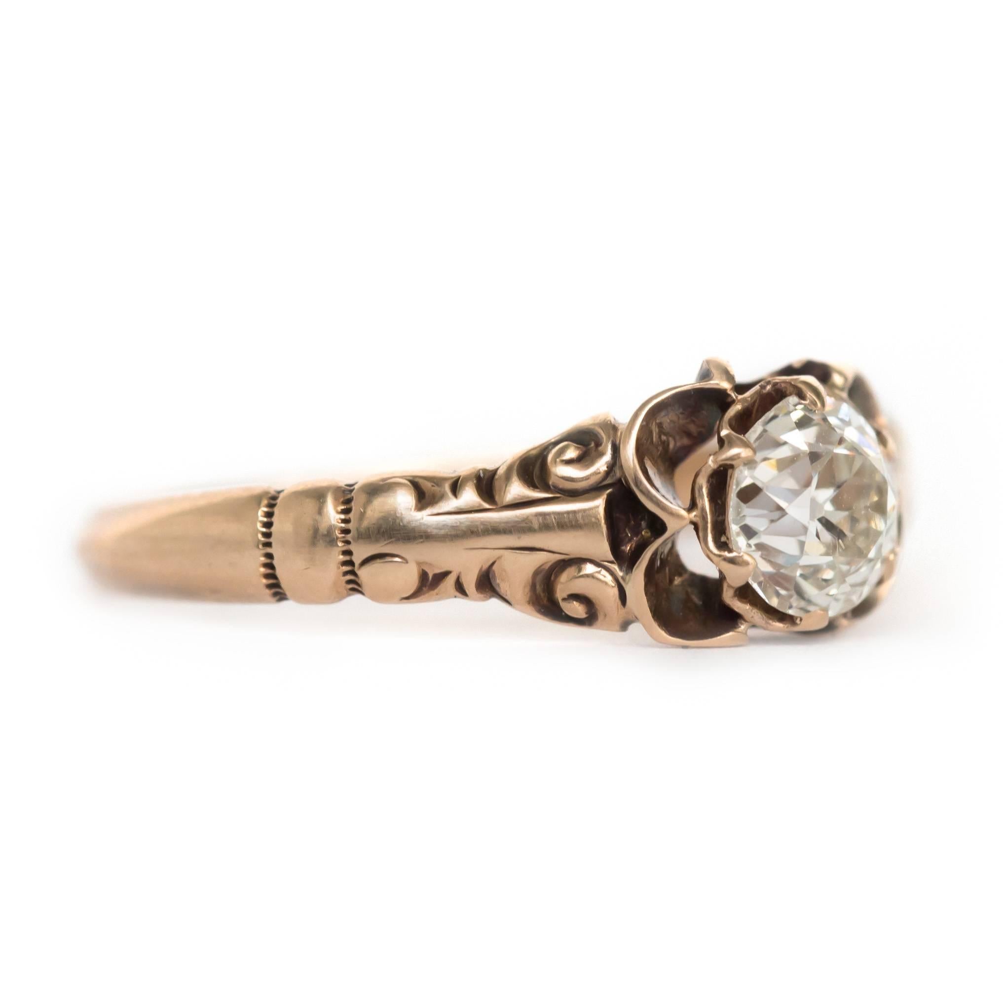 Victorian GIA Certified 0.49 Carat Diamond Rose Gold Engagement Ring