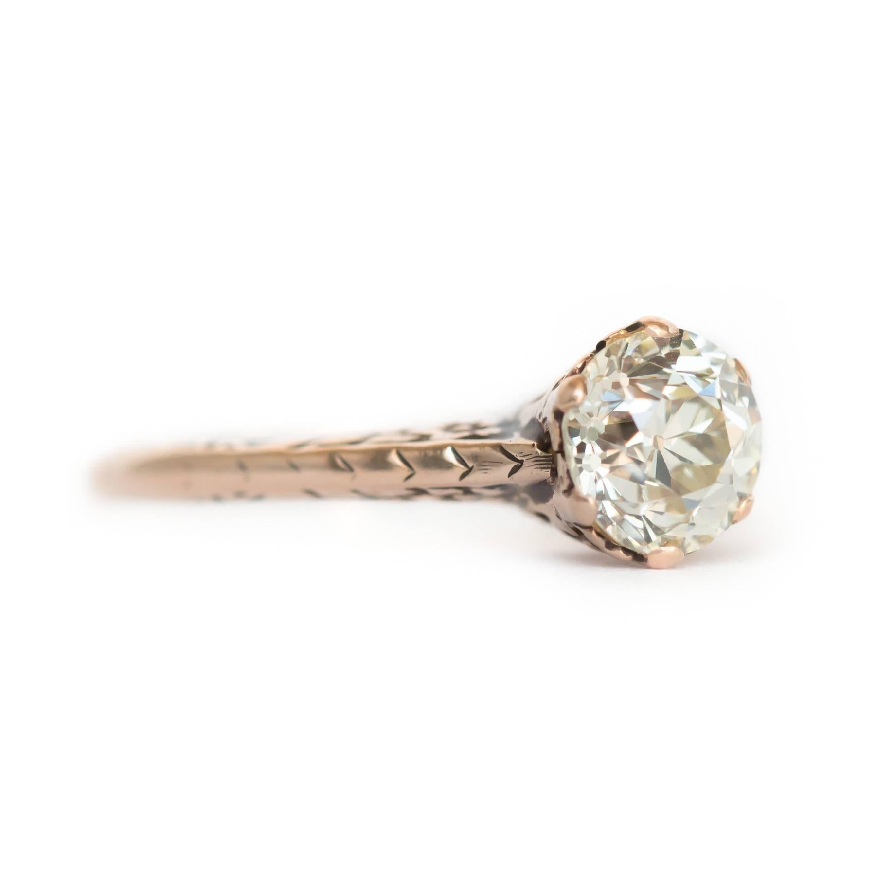 Edwardian GIA Certified 1.00 Carat Diamond Rose Gold Engagement Ring