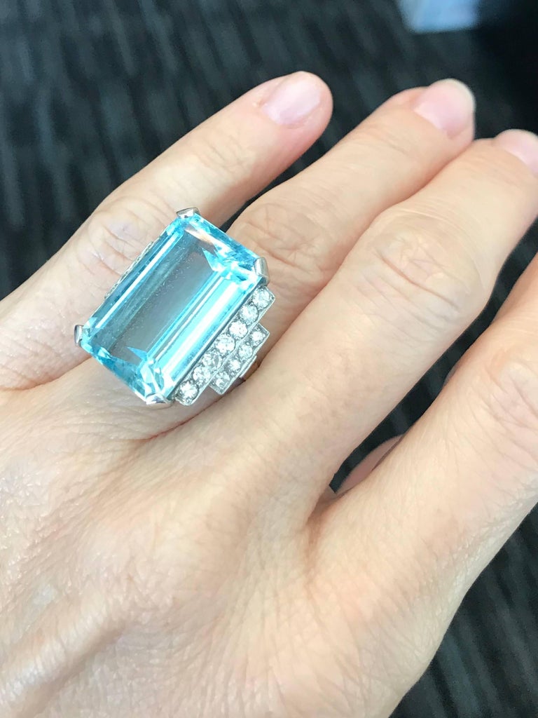 20 Carat Aquamarine, Diamond and 14K Gold Ring at 1stDibs 20 carat