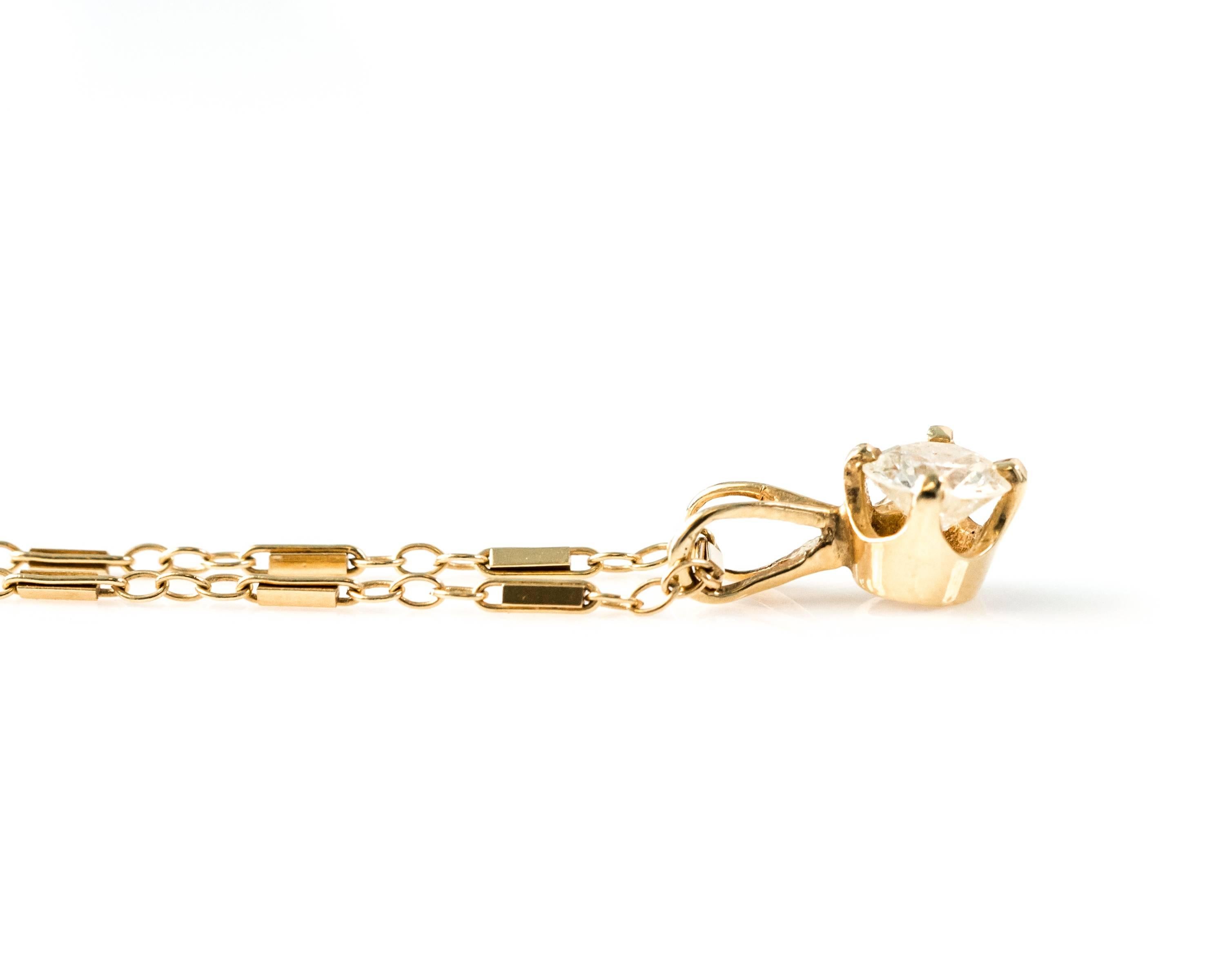 Women's  1930s Art Deco 0.75 Carat Diamond and 14K Gold Necklace