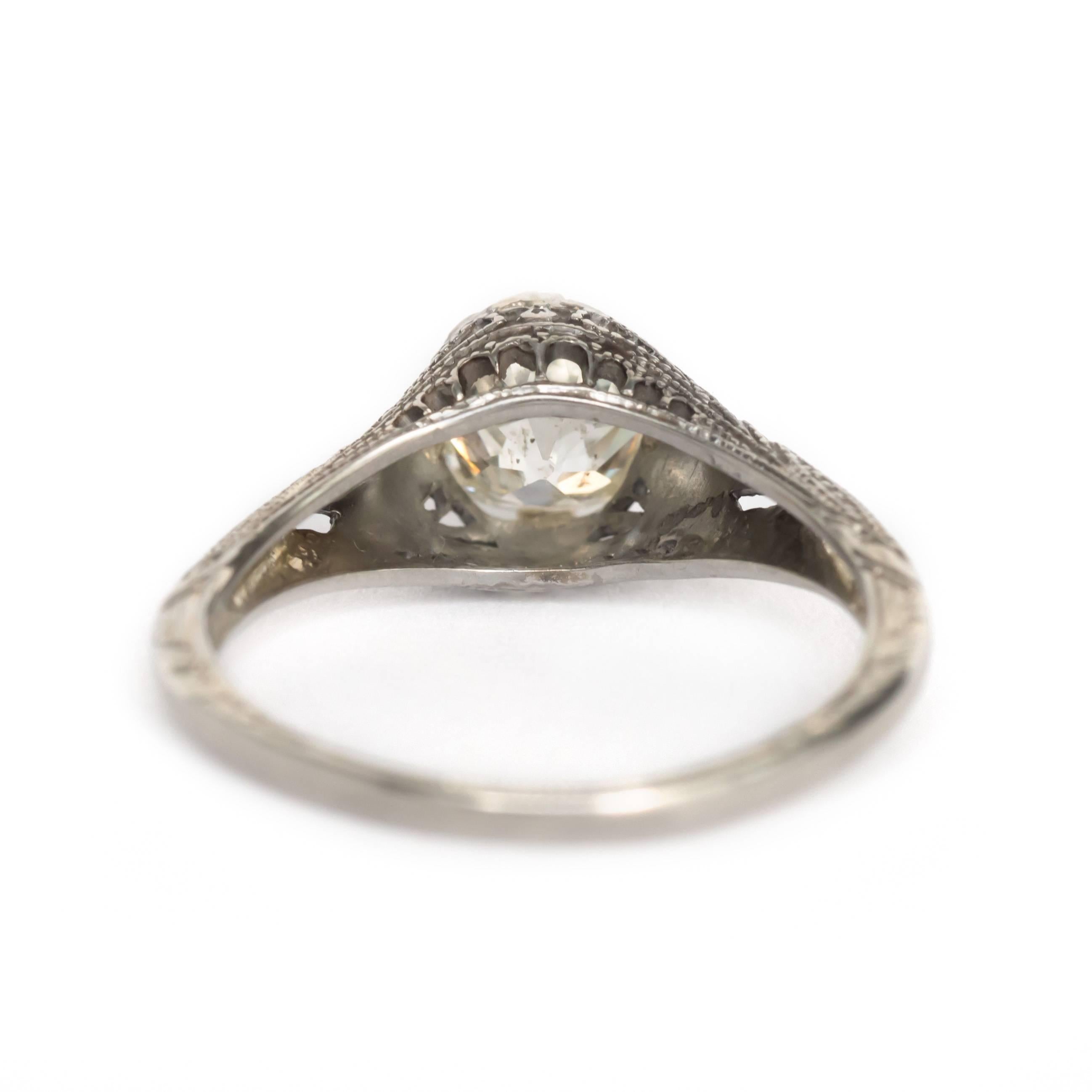 Edwardian 1.30 Carat Diamond White Gold Engagement Ring
