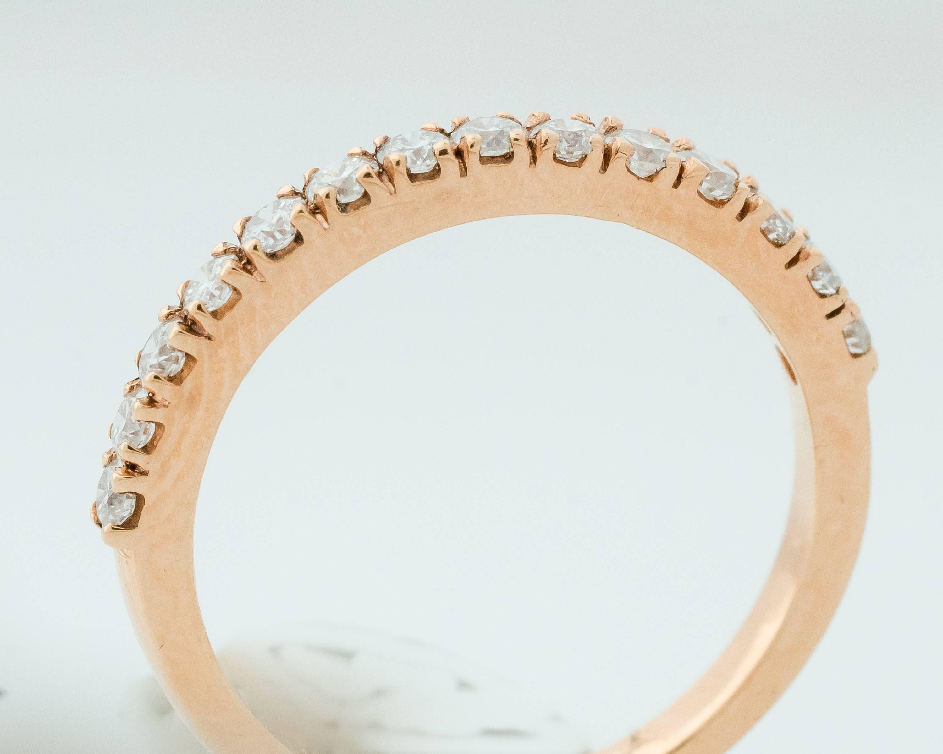 Moderno Fascia per l'eternità in oro rosa 18 carati con diamante da 0,5 carati