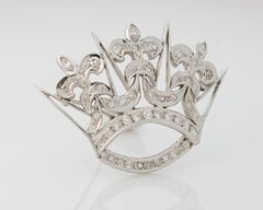 1930s Art Deco 1 Carat Diamond Fleur-de-Lis Crown Convertible Brooch
