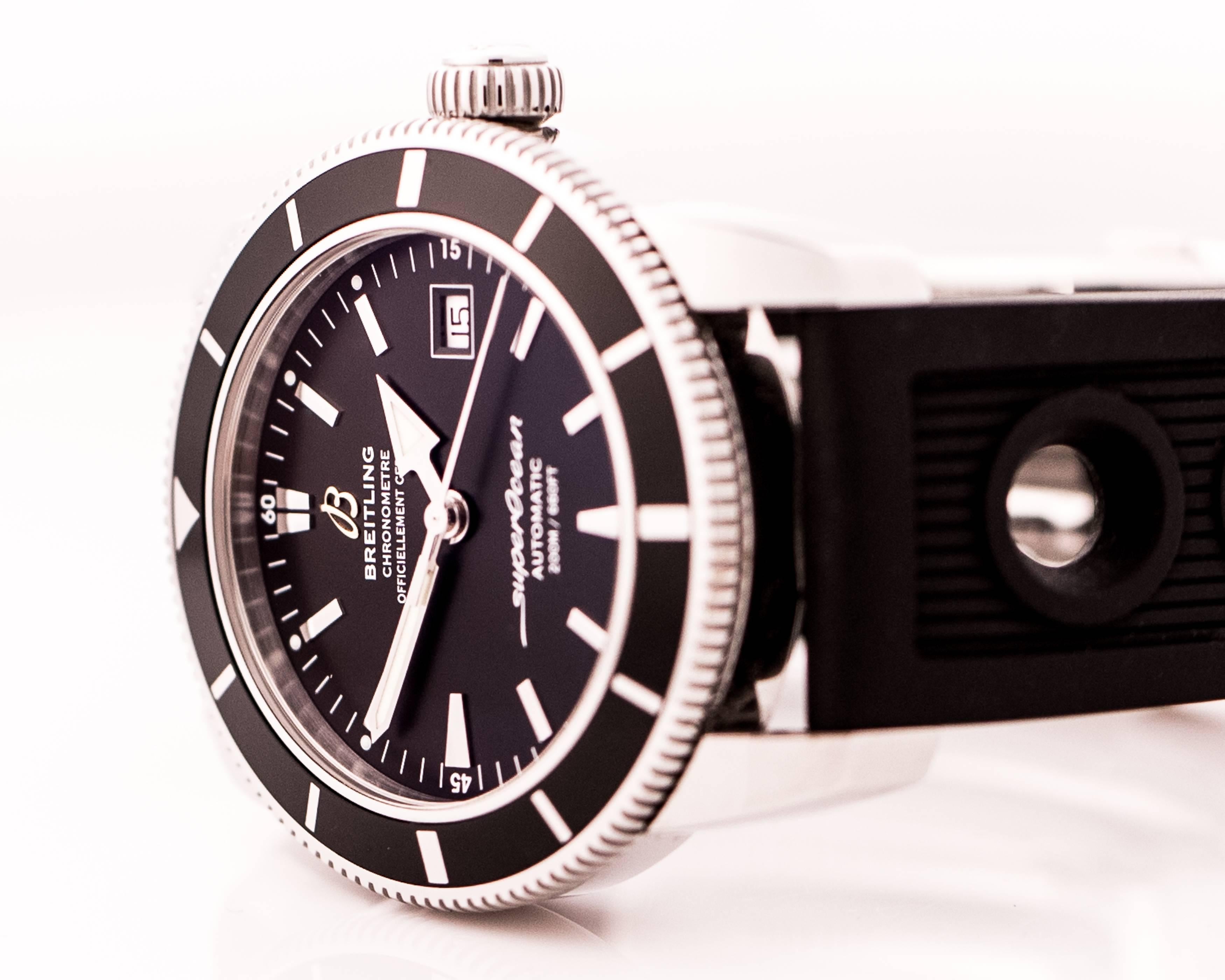 Modern 2016 Breitling Stainless Steel SuperOcean Heritage 42 Diver's Wristwatch