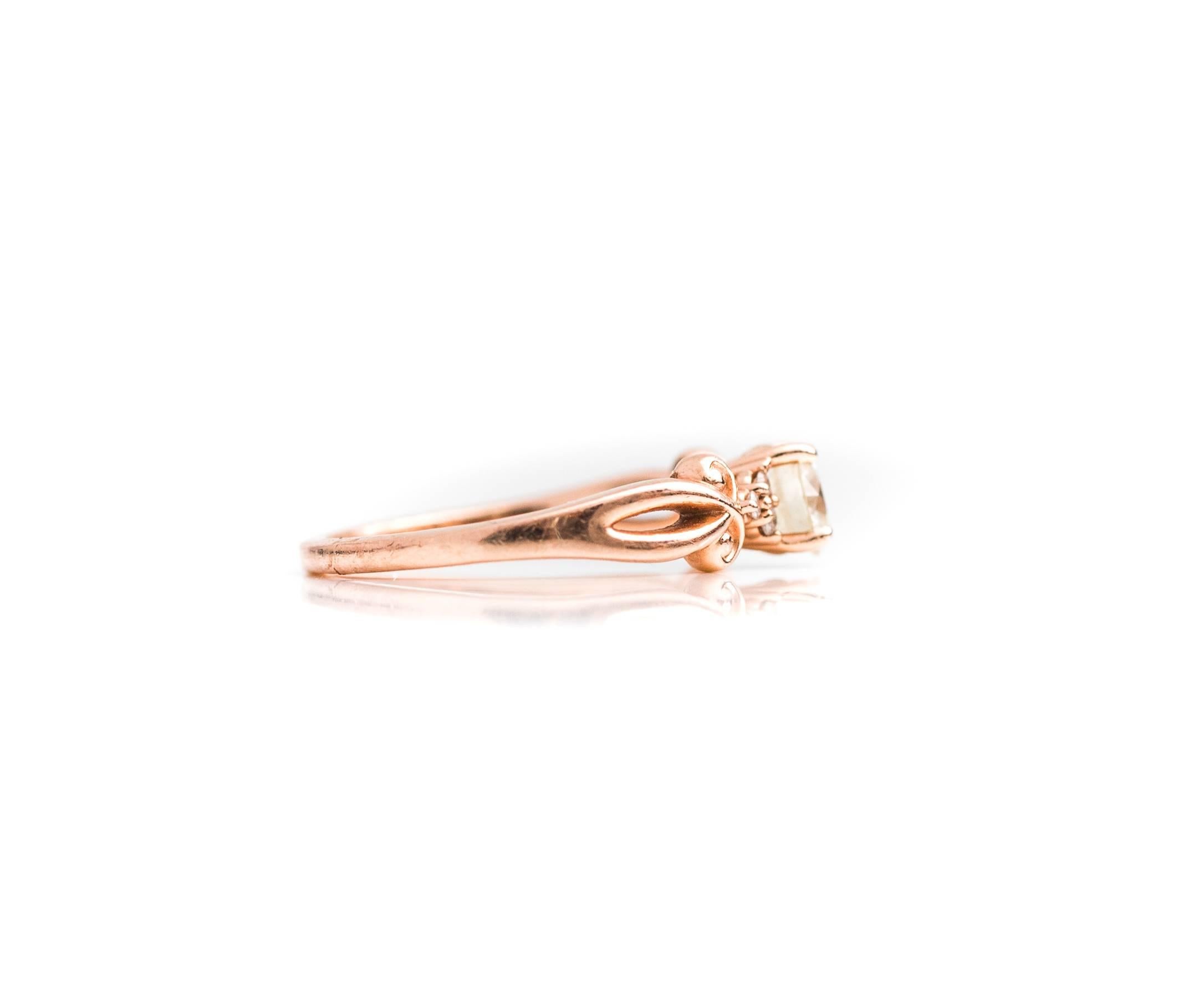 Retro 1950s Diamond and 14 Karat Rose Gold Engagement Ring