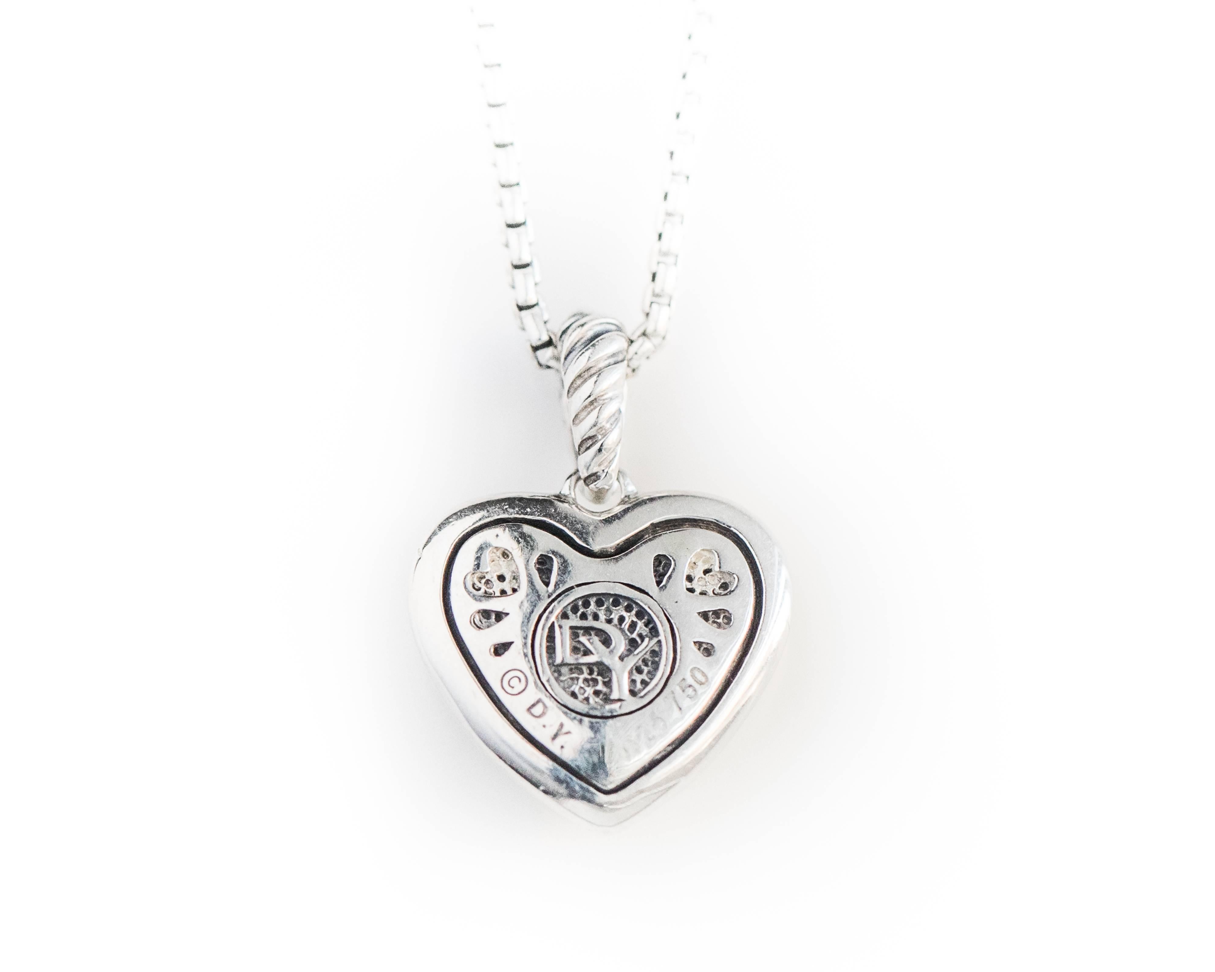 Modern David Yurman Cable Heart Pendant Necklace