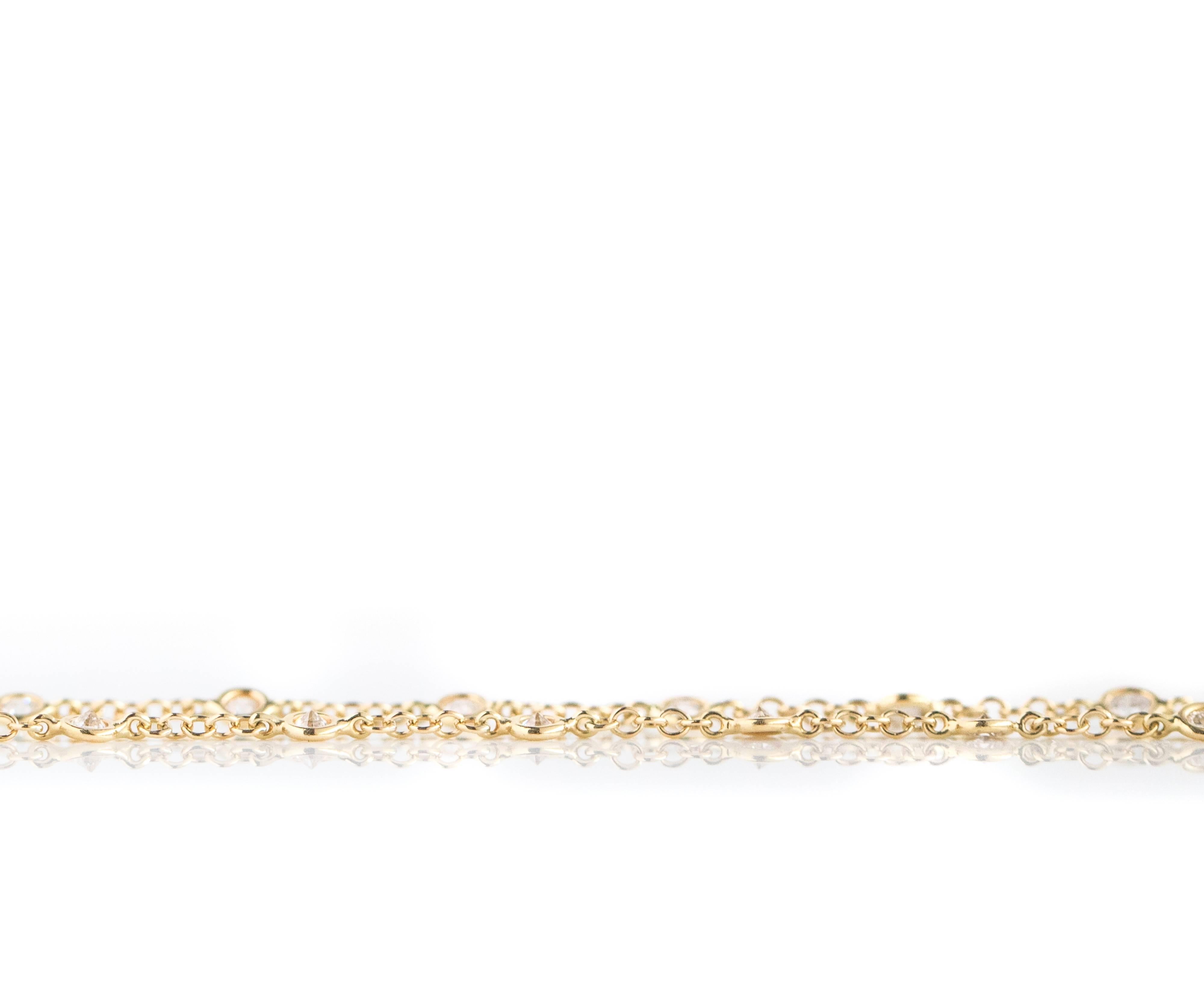 Women's 2 Carat Bezel Set Diamond Link Necklace in 14 Karat Yellow Gold