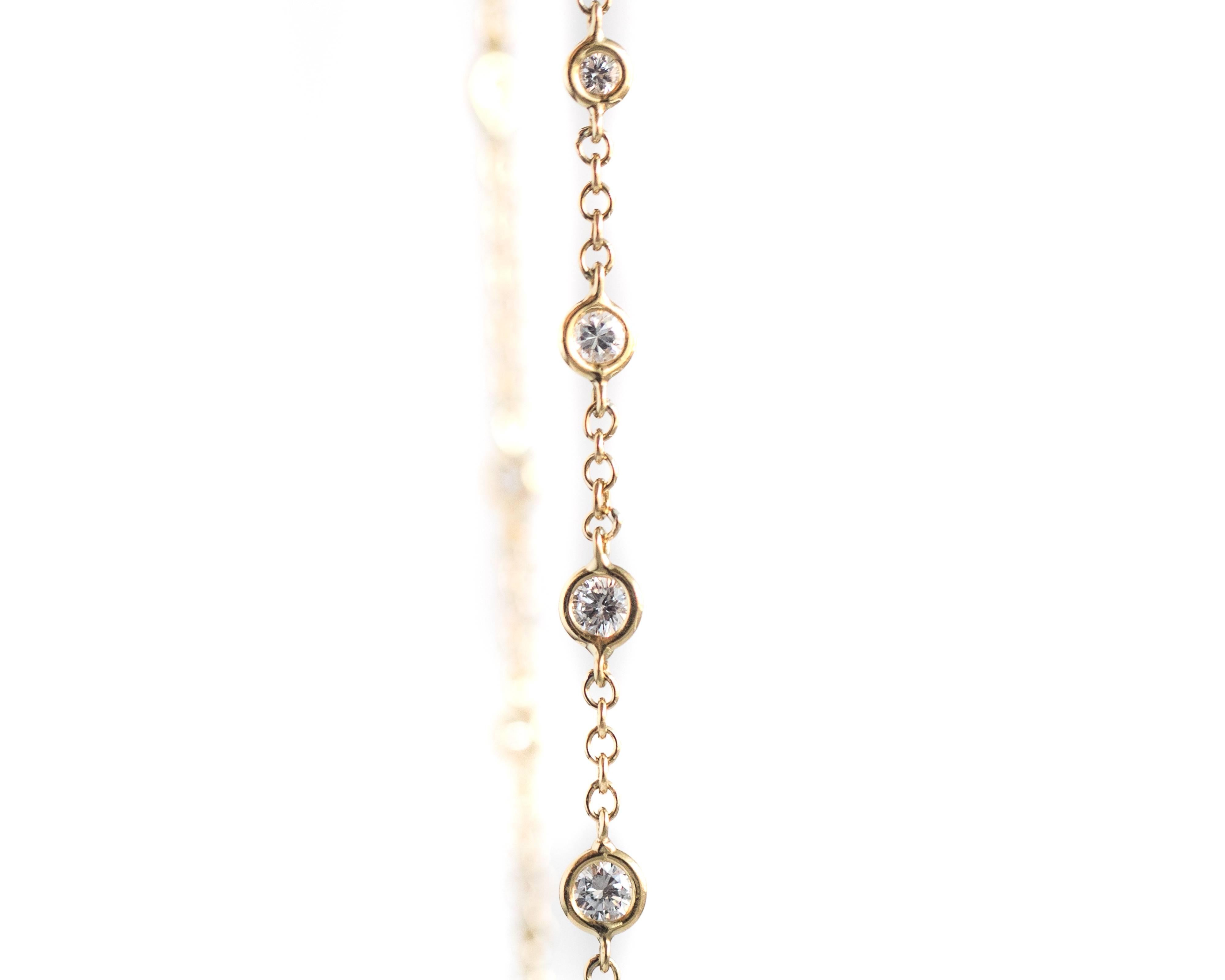 Modern 2 Carat Bezel Set Diamond Link Necklace in 14 Karat Yellow Gold