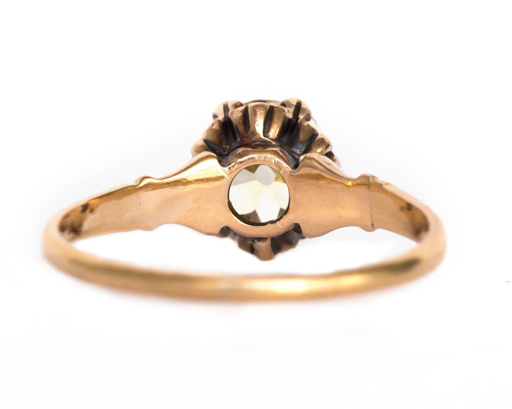 1890 Victorian Yellow Gold 1.50 Carat Diamond Engagement Ring In Excellent Condition In Atlanta, GA