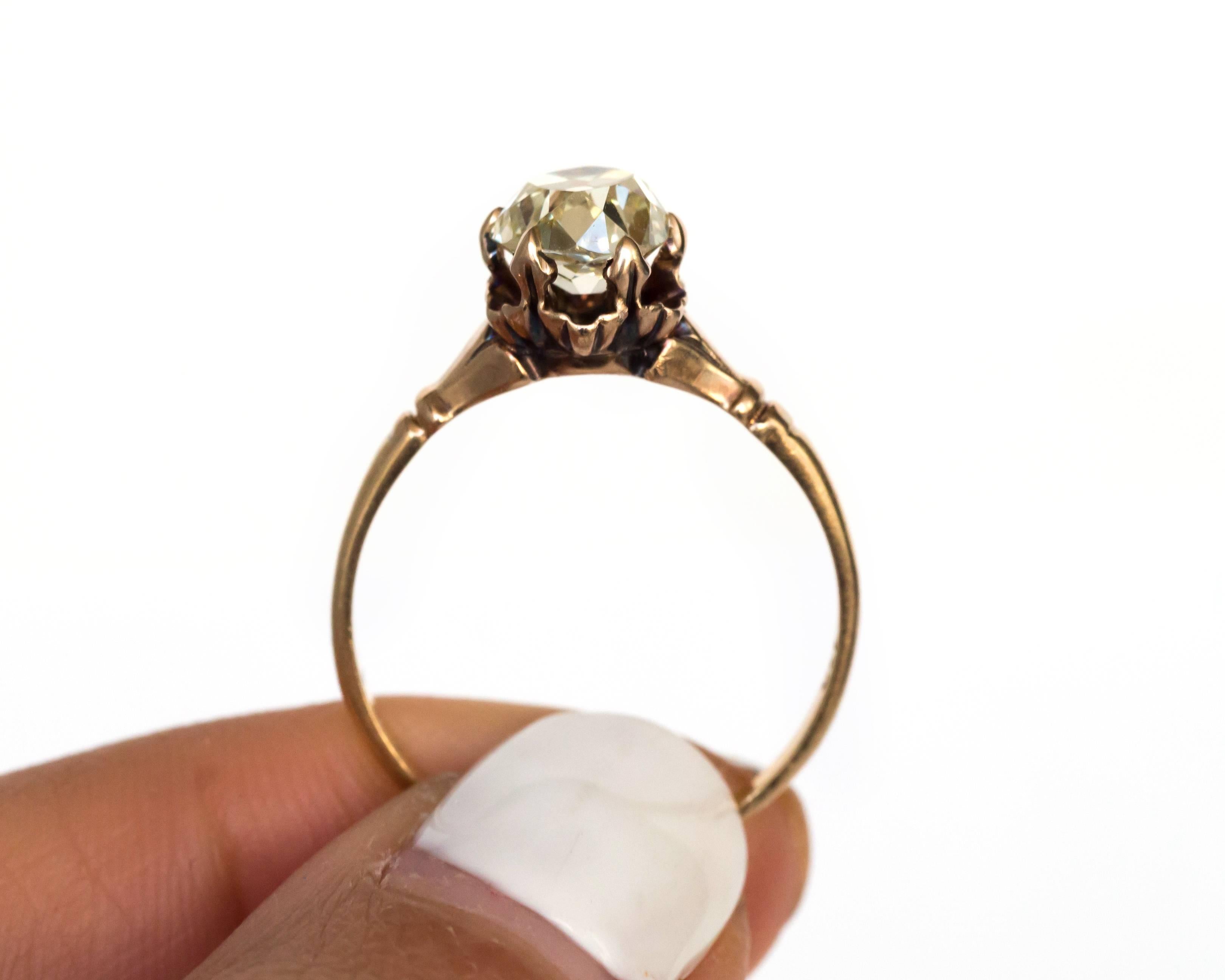 Women's 1890 Victorian Yellow Gold 1.50 Carat Diamond Engagement Ring