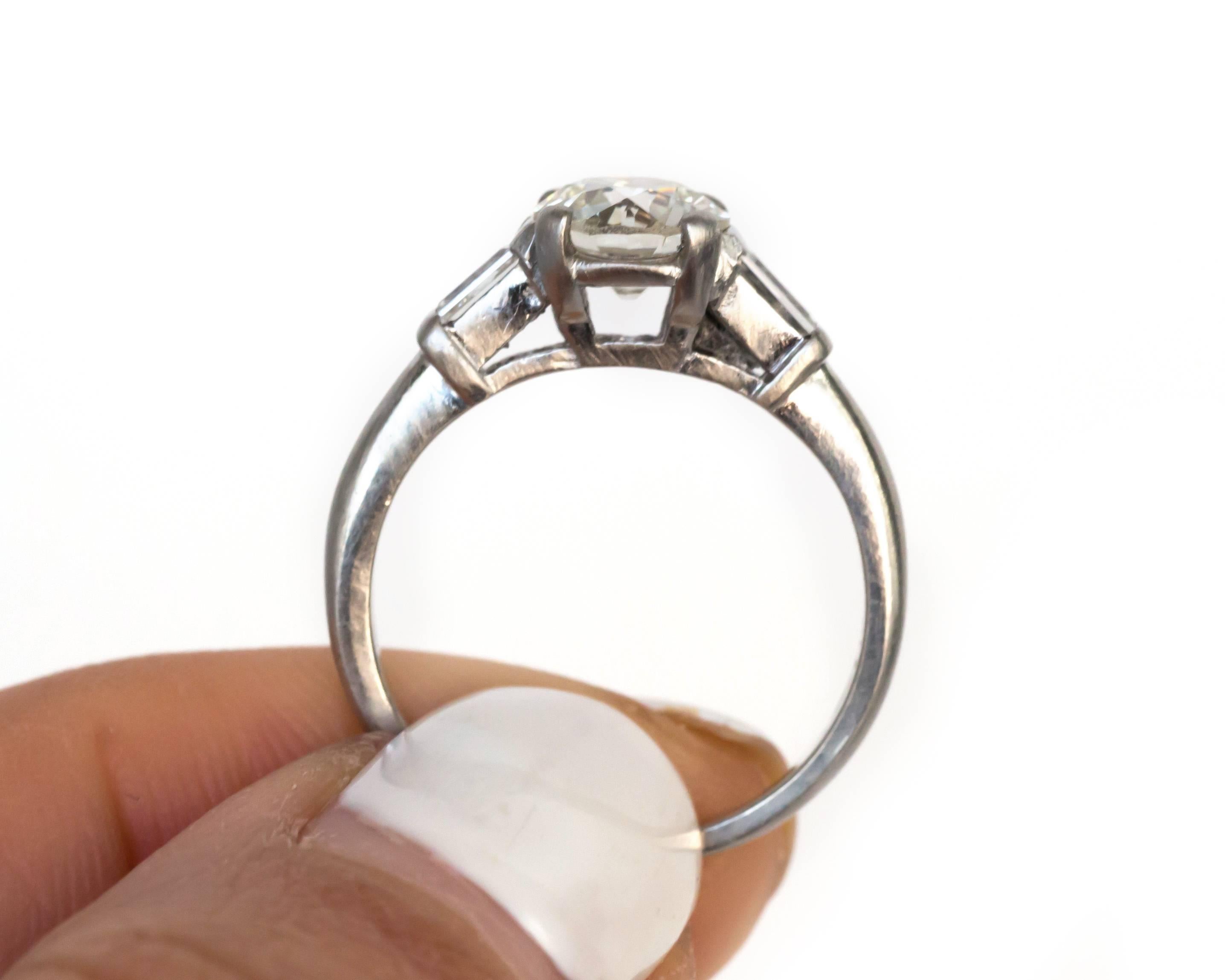 Old European Cut 1930s Art Deco GIA Certified .93 Carat Diamond Engagement Ring For Sale