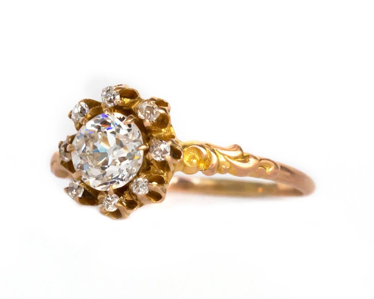 1880s Victorian Yellow Gold GIA Certified .69 Carat Diamond Engagement ...