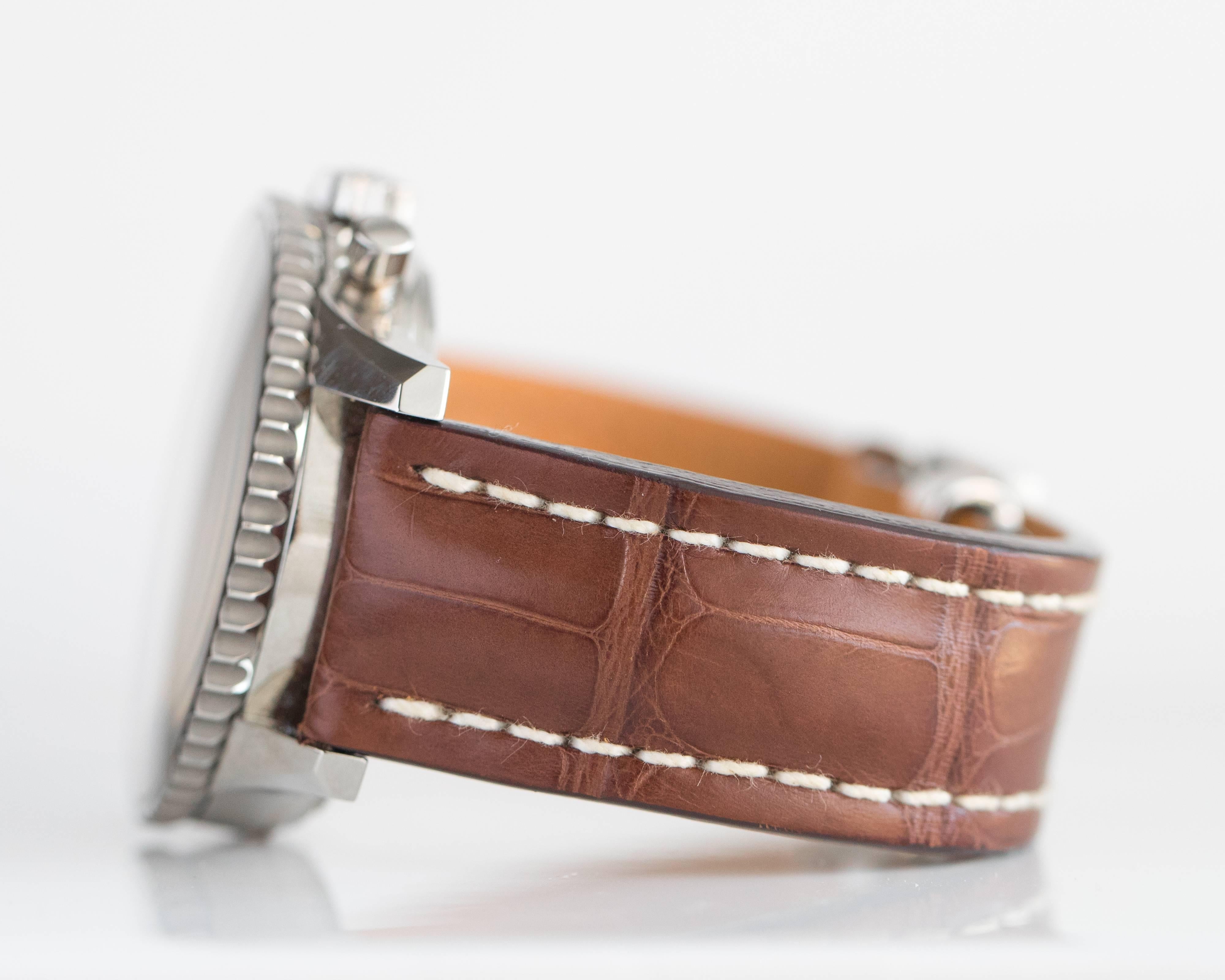 Women's or Men's Breitling Stainless Steel Montbrillant Navitimer Datora Automatic Wristwatch