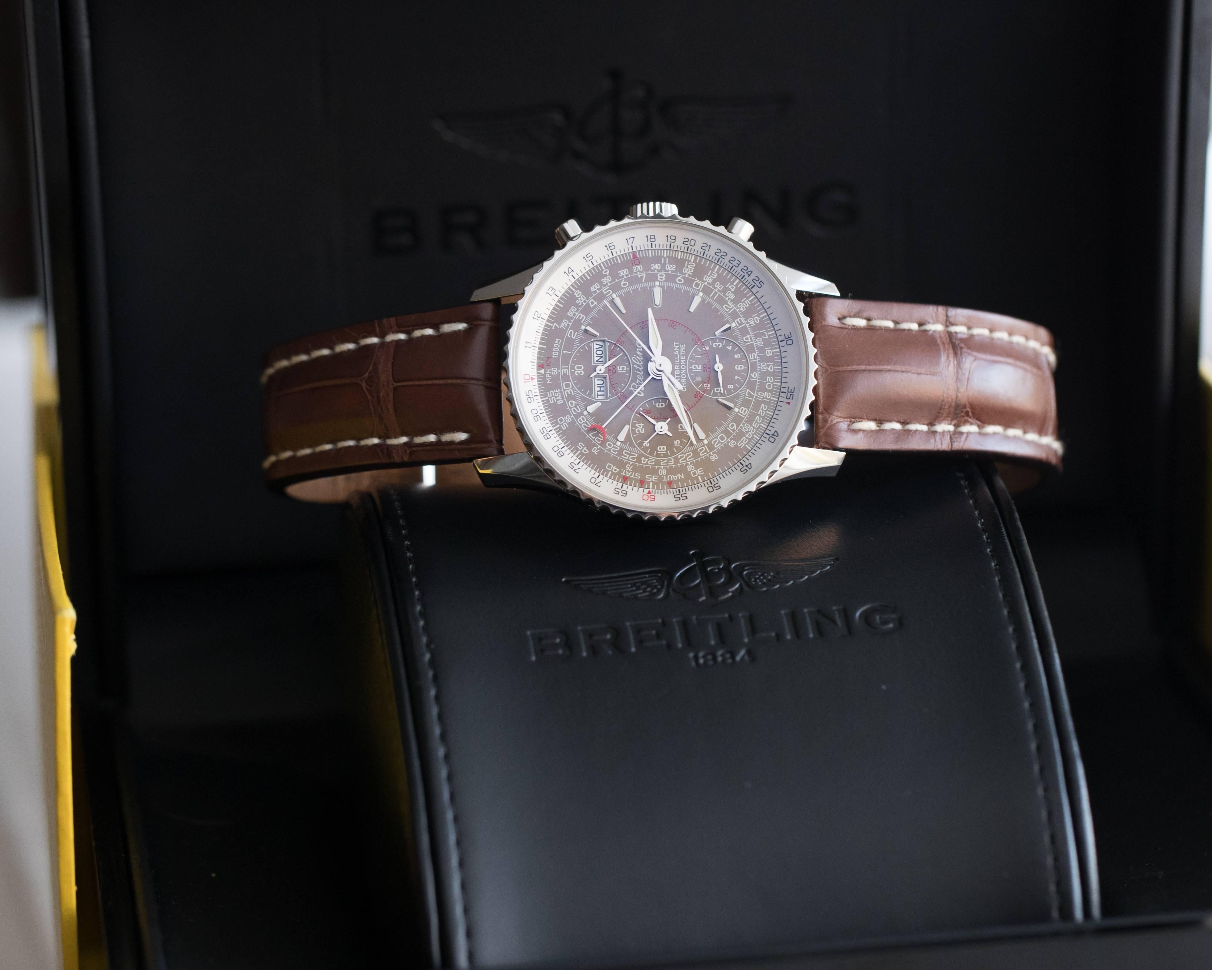 Breitling Stainless Steel Montbrillant Navitimer Datora Automatic Wristwatch 1