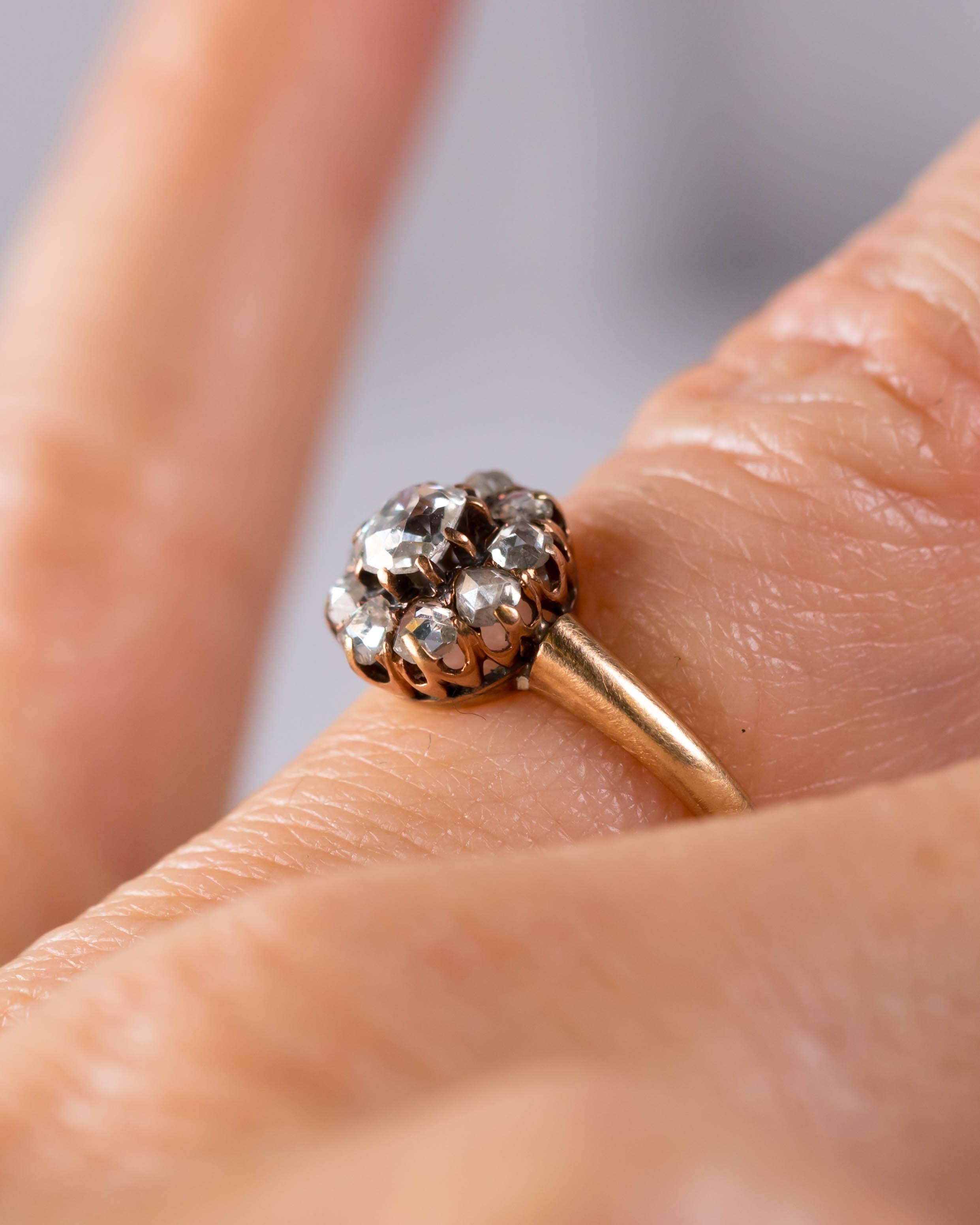1850s 0.50 Carat Diamond and 14 Karat Rose Gold Engagement Ring 1