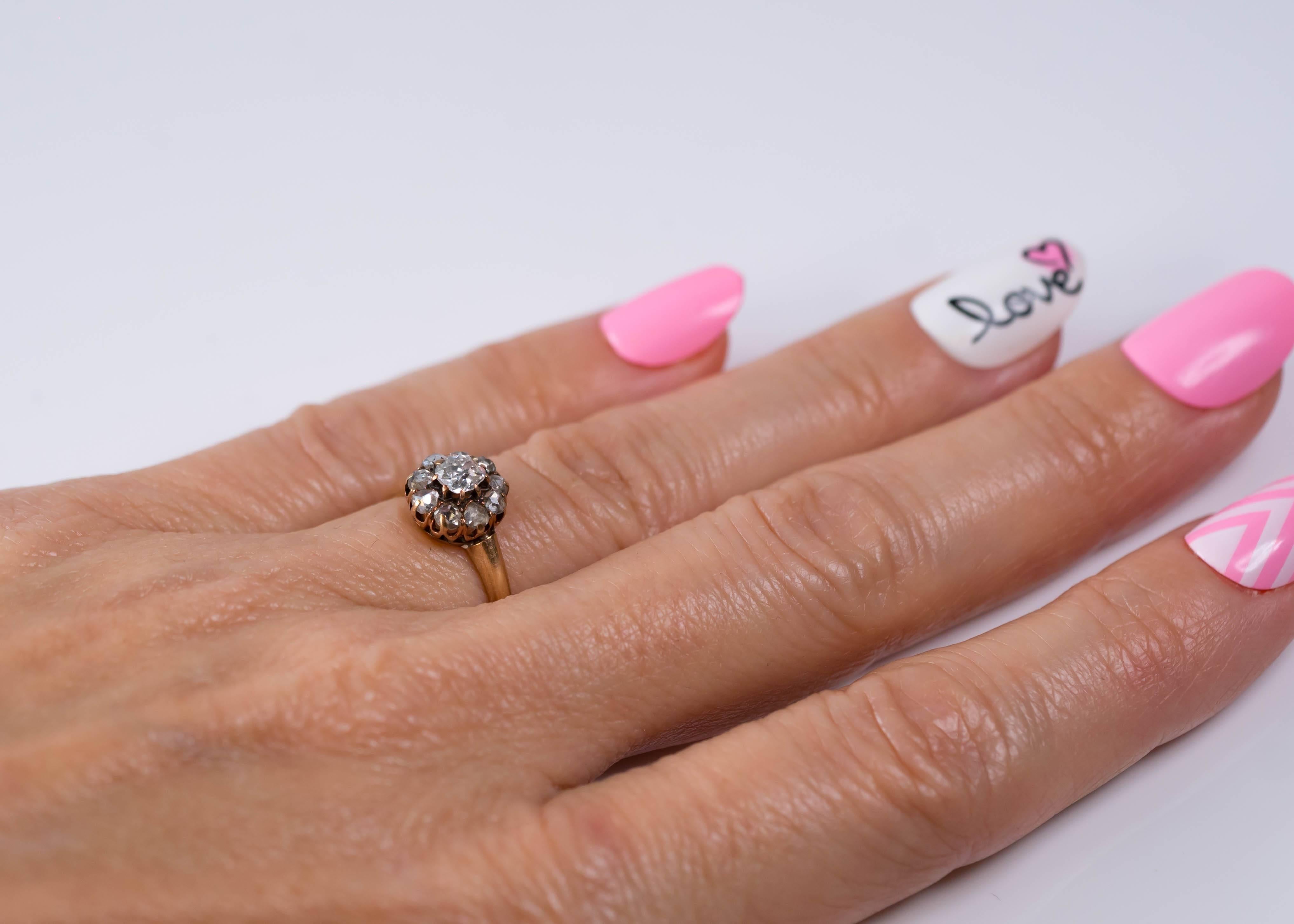 Women's 1850s 0.50 Carat Diamond and 14 Karat Rose Gold Engagement Ring