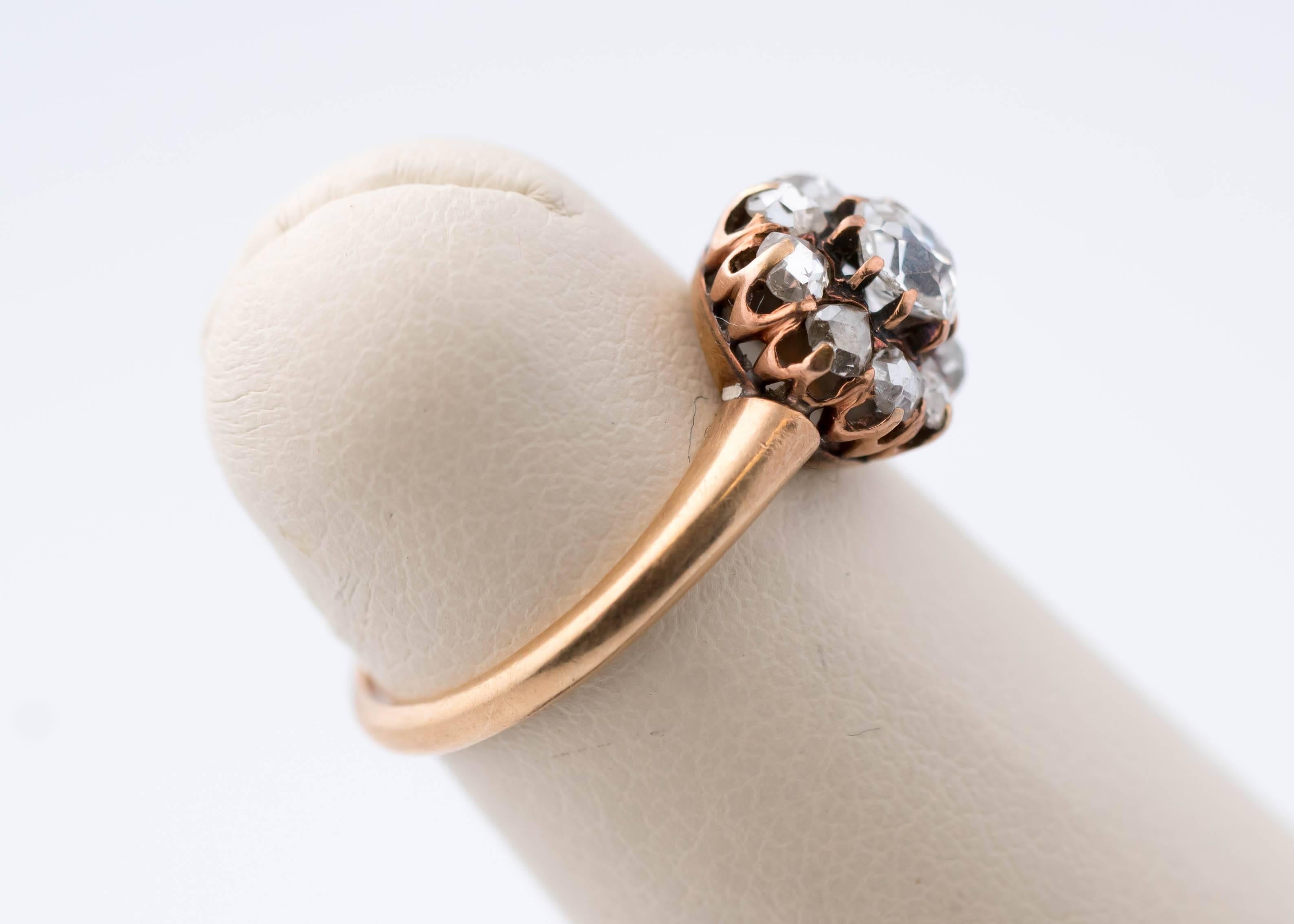  Bague de fiançailles en or rose 14 carats et diamants de 0,50 carat, années 1850 Pour femmes 