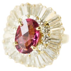 3 Carat Pink Tourmaline and 5 Carat Diamond Convertible Ballerina Ring Pendant