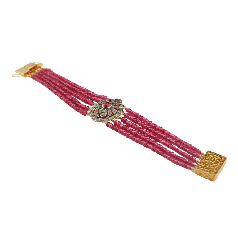 Jade Jagger "Victorian" Ruby and Diamond Bracelet For Sale