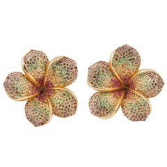 Frangipani small open flower earrings