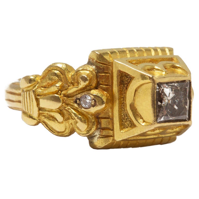 Jade Jagger Diamond Gold Pyramid Ring For Sale