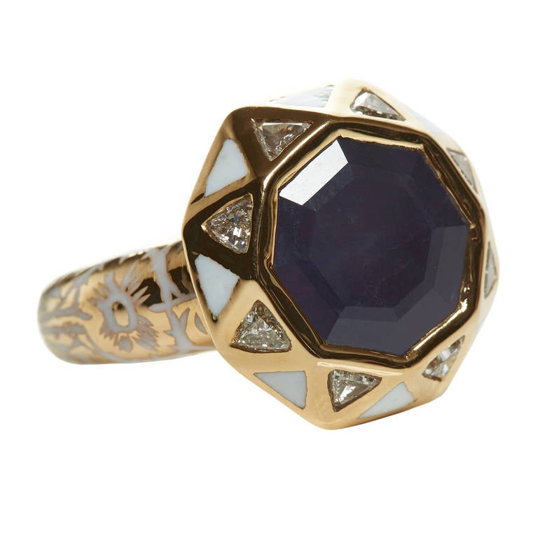 Jade Jagger Sapphire Diamond Gold Octagon Ring