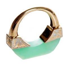 Chrysoprase Enamel Ring Pendant 9