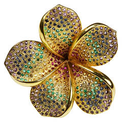 Jade Jagger Gold  Stones Flowers Ring