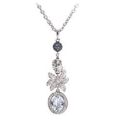 Jade Jagger Aquamarine Sapphire Diamond Skull Necklace