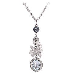 Jade Jagger Aquamarine Sapphire Diamond Skull Necklace 4