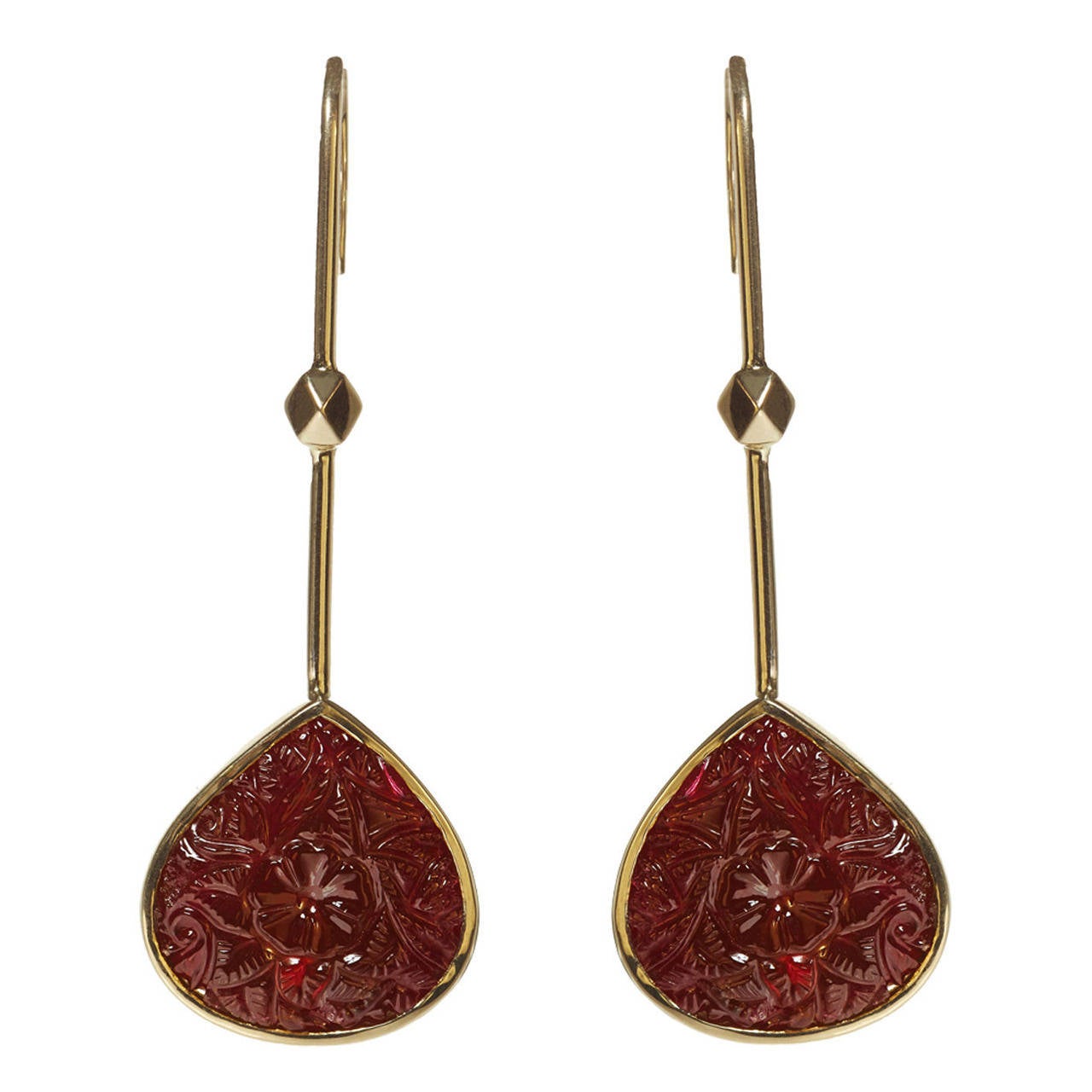 Jade Jagger Ruby Carved Earrings