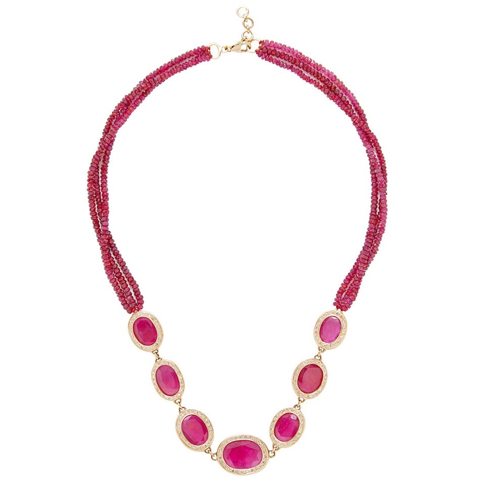 Jade Jagger Ruby And Diamond Necklace For Sale