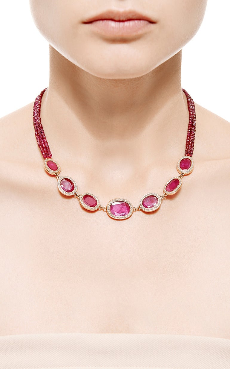 Jade Jagger Ruby And Diamond Necklace In New Condition For Sale In London, GB