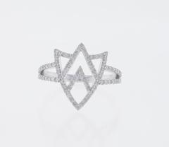 Chevron Shield White Diamond Ring