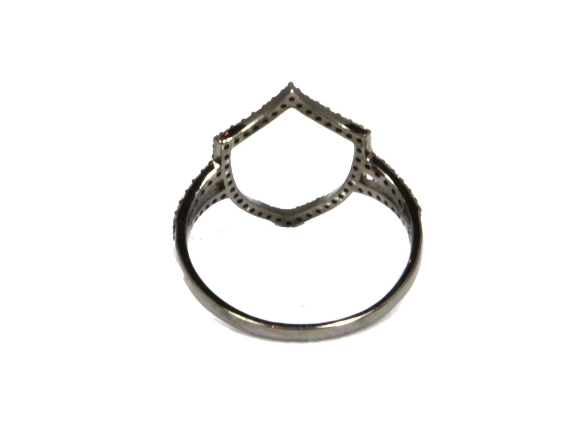 Modern Insignia Renaissance Shield Diamond Ring For Sale