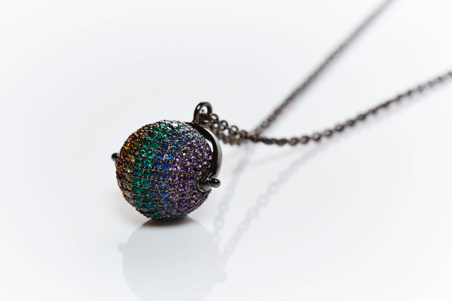 Jade Jagger Midnight Rainbow Disco Ball Necklace at 1stdibs