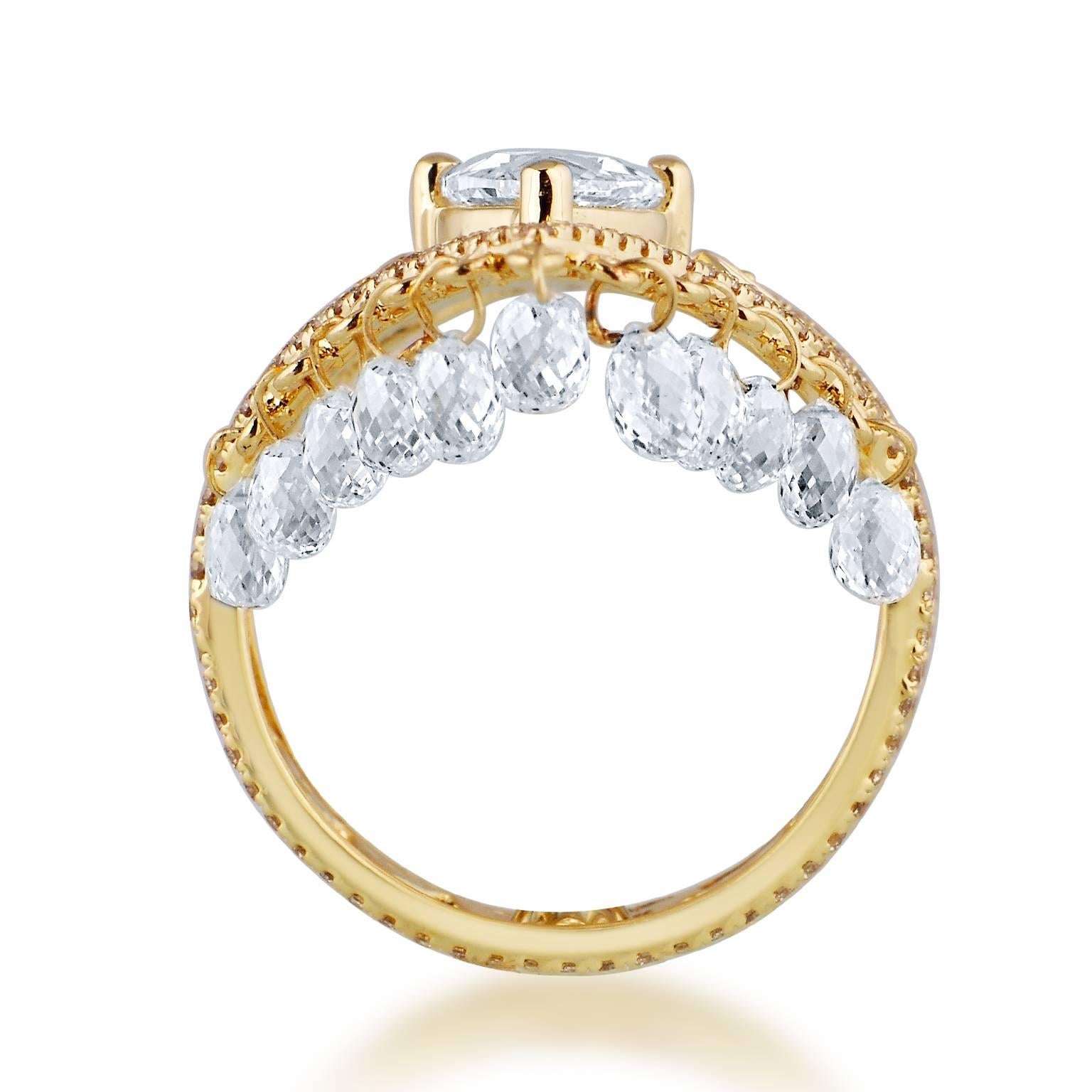WHITE BRIOLETTE ROSE CUT AND PEAR ROSE CUT DIAMONDS WITH BROWN ROUND DIAMONDS AND WHITE ROUND DIAMONDS IN A KITE SHAPED RING
TOTAL CARAT WEIGHT 3.14 CTW
DIAMOND QUALITY SI1
18KT YELLOW GOLD
SIZES AVAILABLE M/N (US6.25)
Made in India