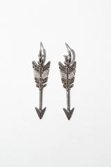 Large Black Diamond Rhodium Silver Arrow Earrings