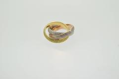 Cartier Yellow Pink and White Diamonds Gold Trinity Ring