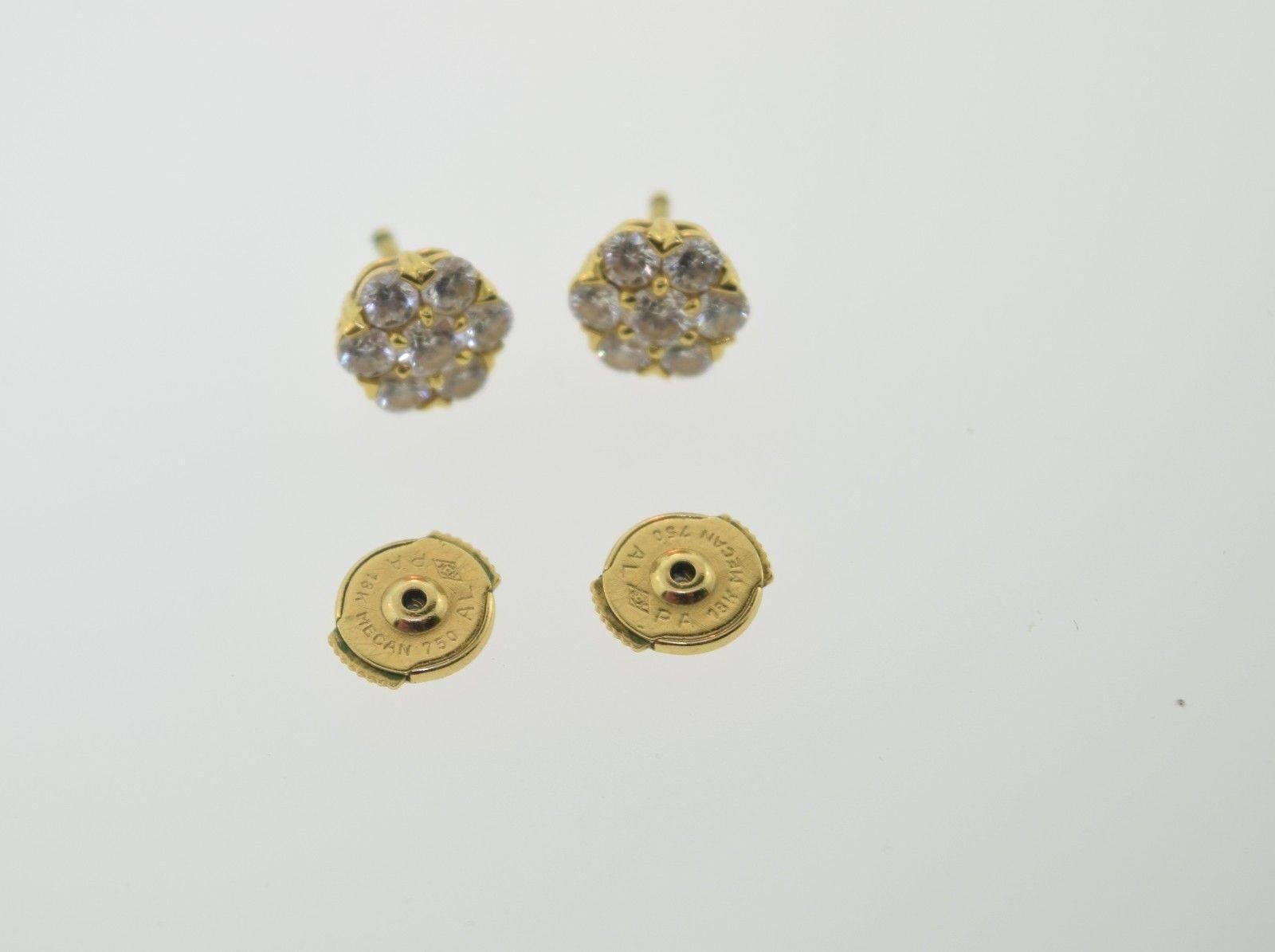 Van Cleef & Arpels Fleurette Diamond Gold Flower Stud Earrings For Sale 4
