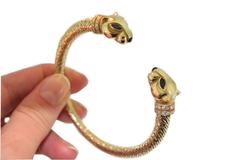 Cartier Sapphire Diamond Gold Panther "Panthere" Bangle Bracelet