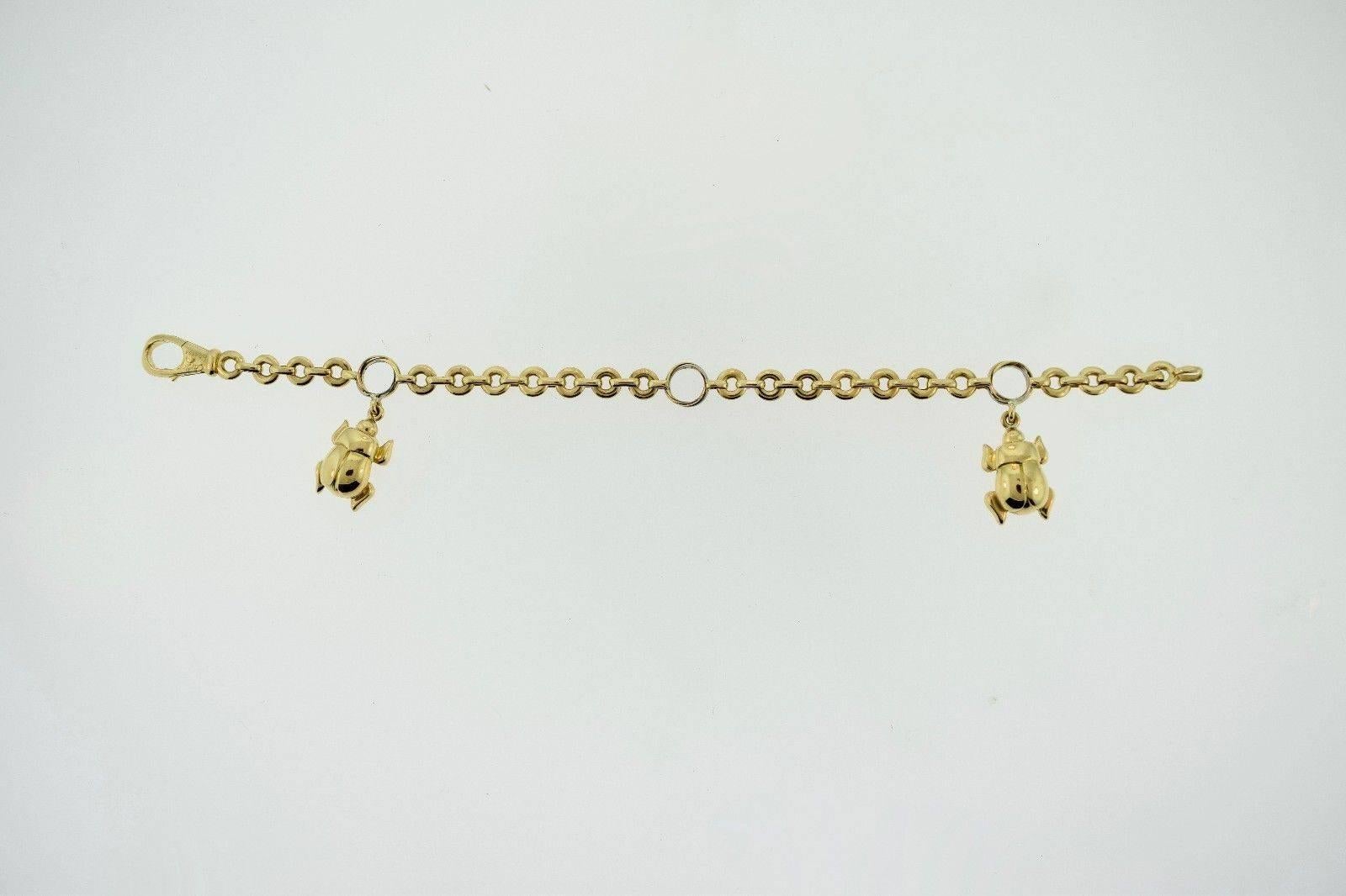 Cartier Scarab Three Color Gold Trinity Charm Bracelet For Sale 1