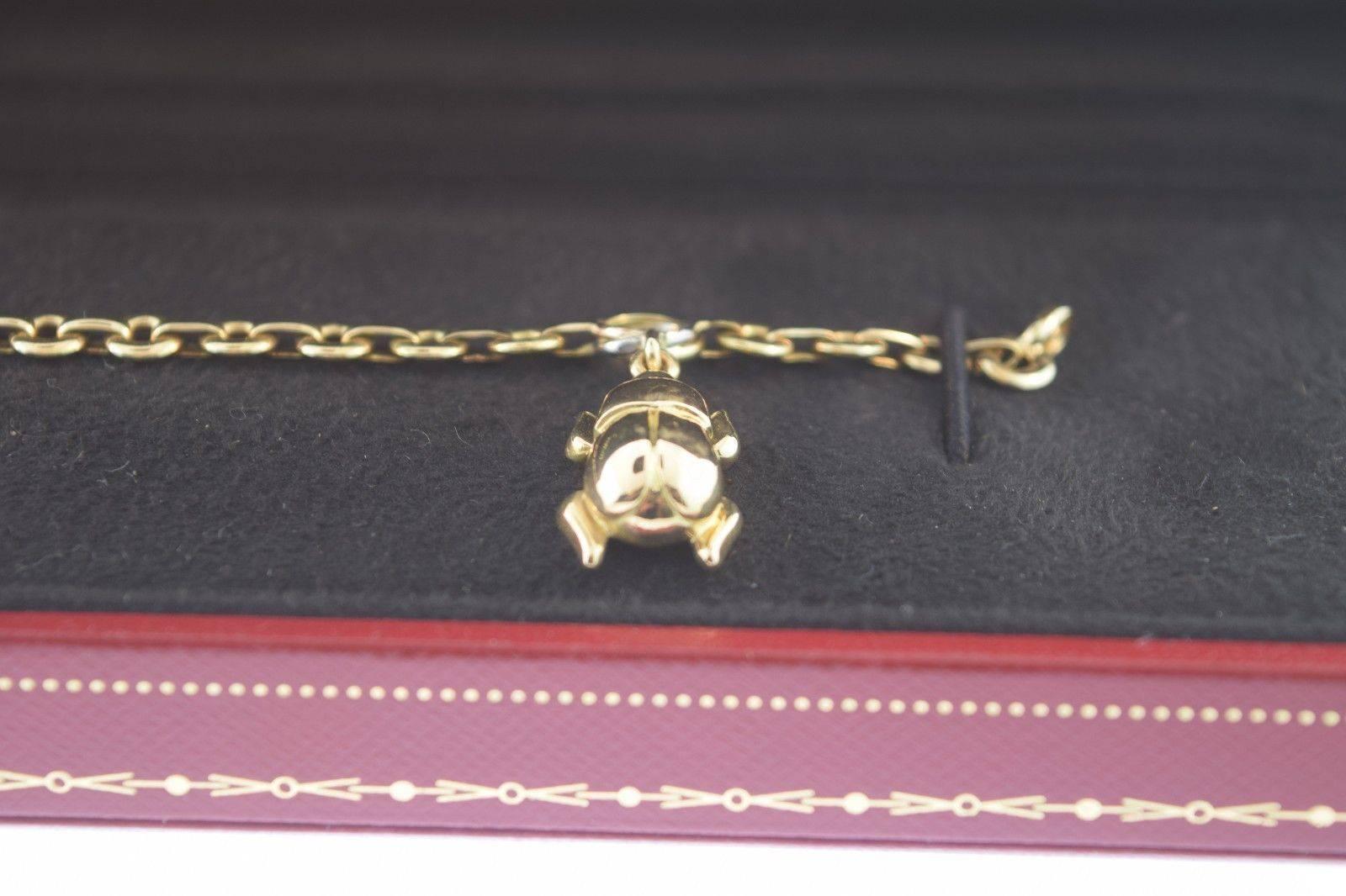Cartier Scarab Three Color Gold Trinity Charm Bracelet For Sale 3