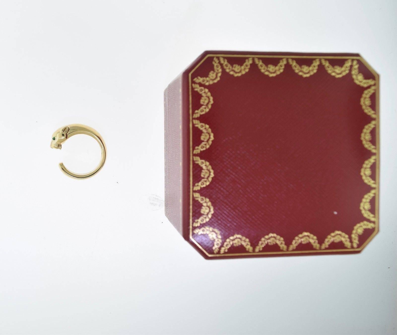 Cartier Panthère Onyx Tsavorite Garnet Gold Ring For Sale 1