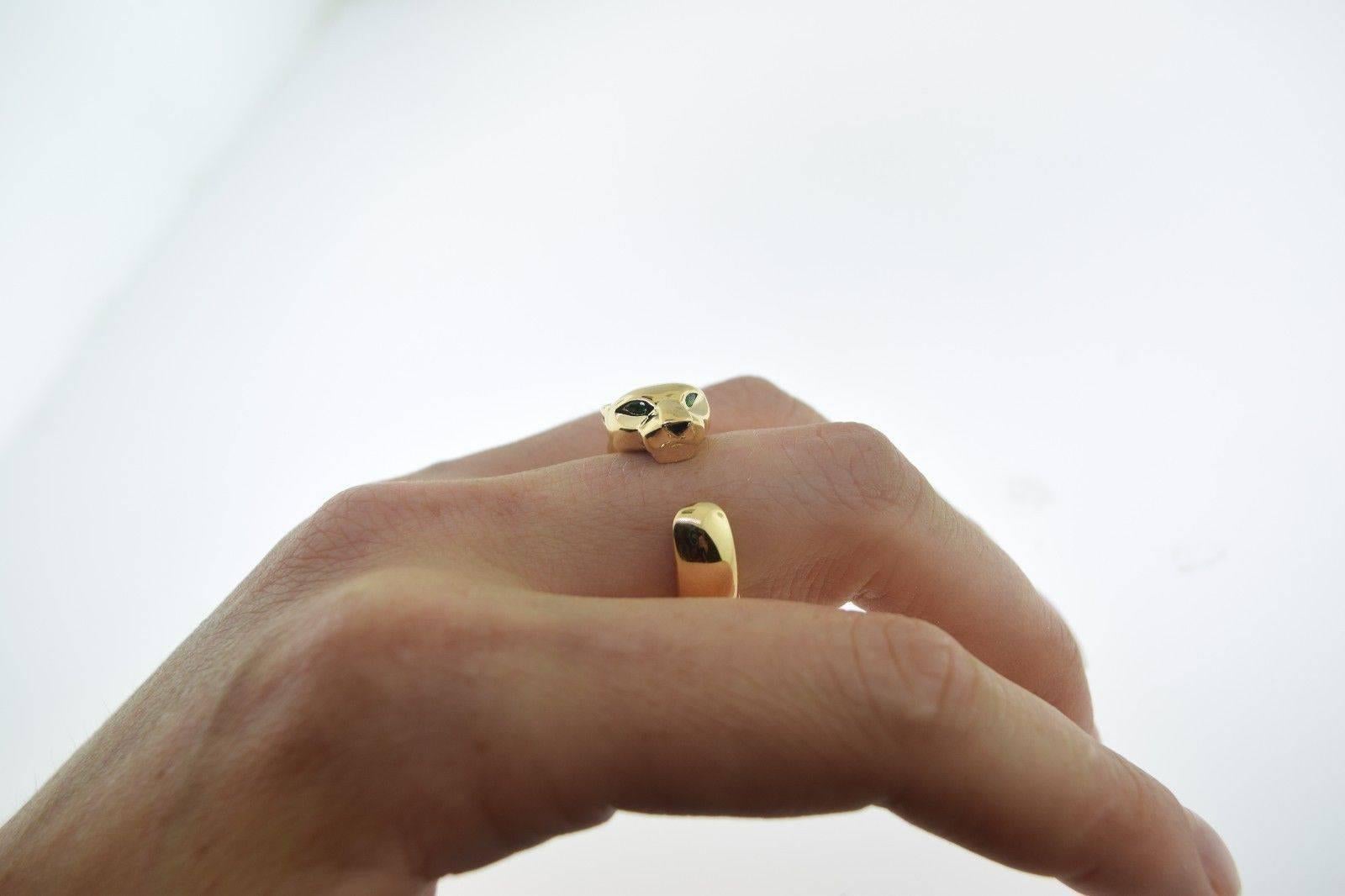 Cartier Panthère Onyx Tsavorit Granat Gold Ring im Angebot 2