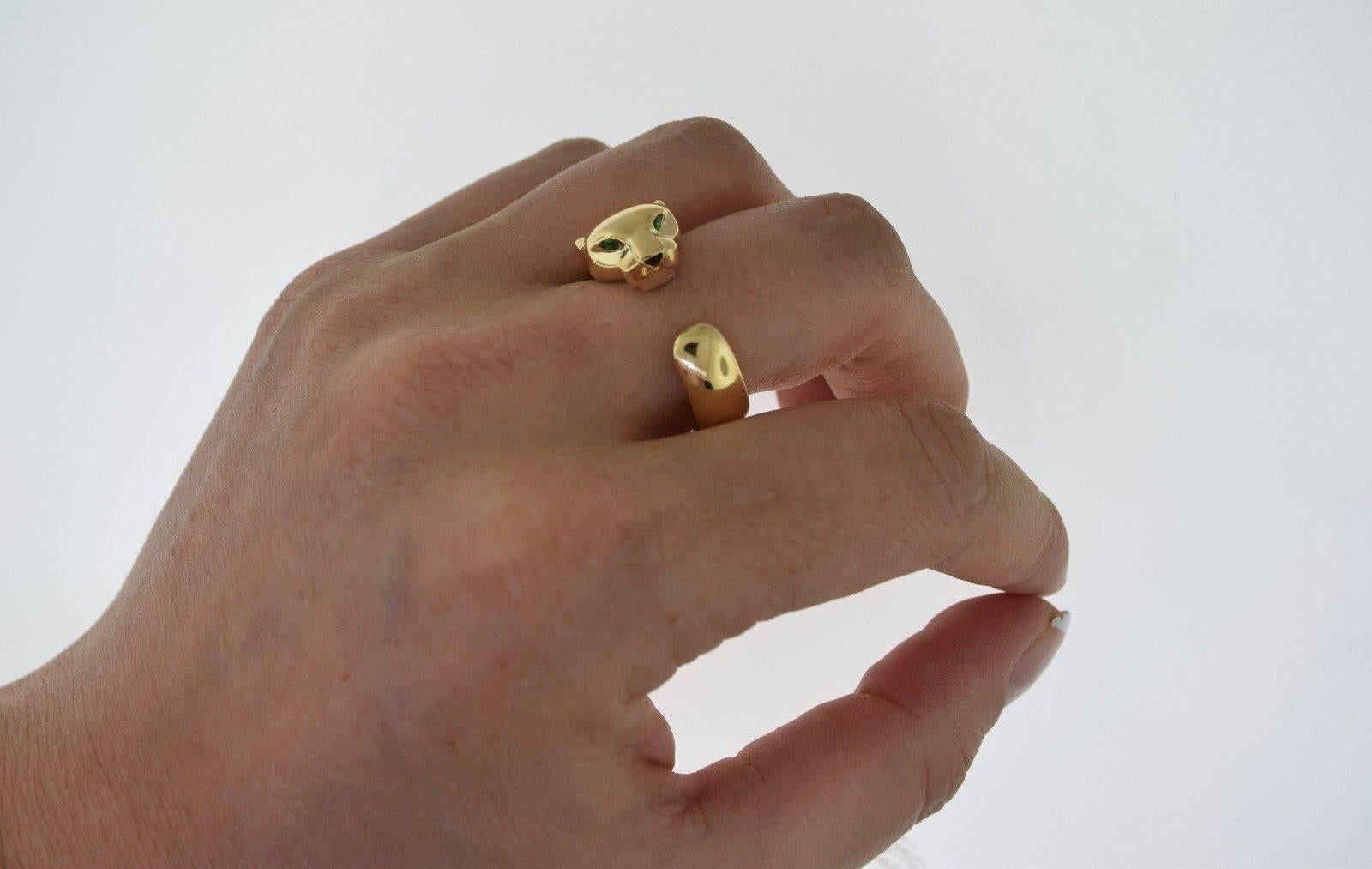 Cartier Panthère Onyx Tsavorit Granat Gold Ring im Angebot 3