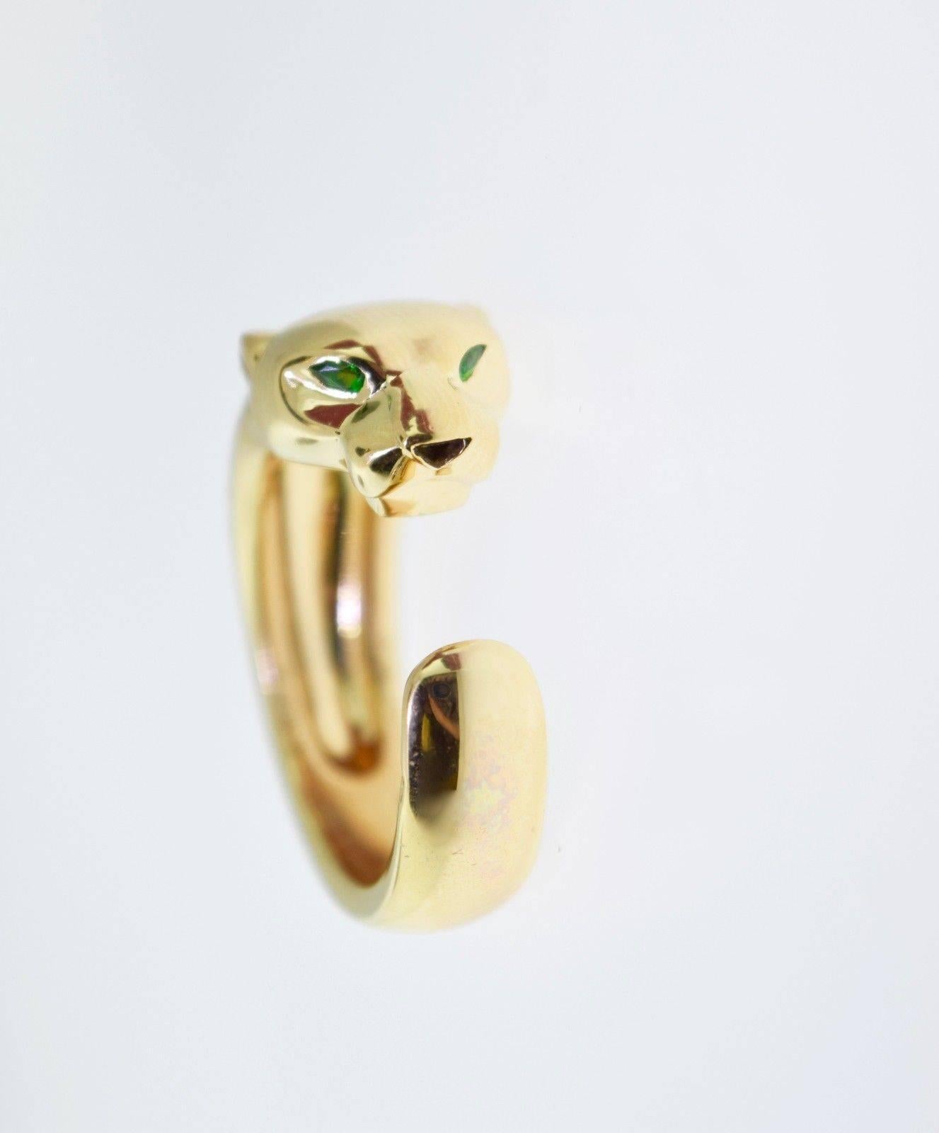 Cartier Panthère Onyx Tsavorite Garnet Gold Ring For Sale 6