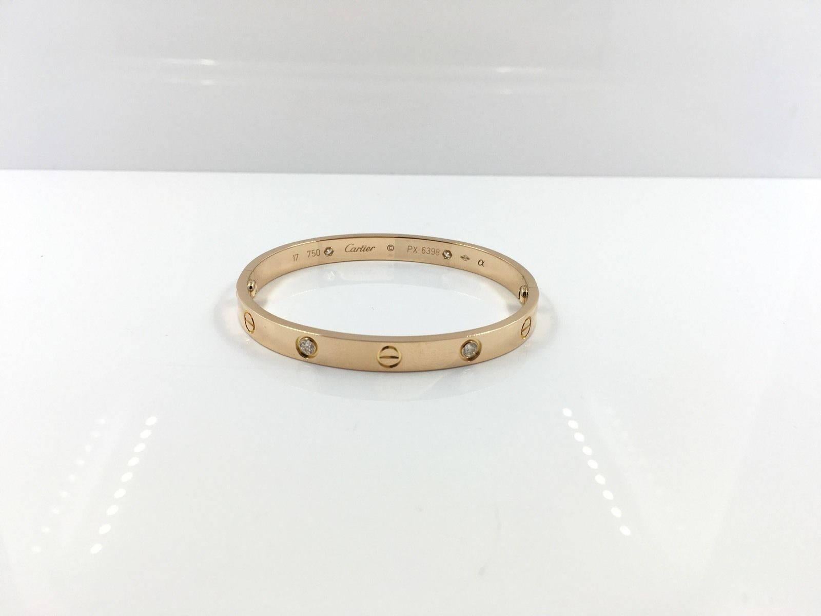 Cartier Diamond Gold Love Bracelet In Excellent Condition For Sale In Miami, FL